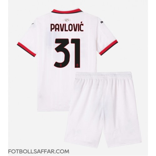 AC Milan Strahinja Pavlovic #31 Bortadräkt Barn 2024-25 Kortärmad (+ Korta byxor)